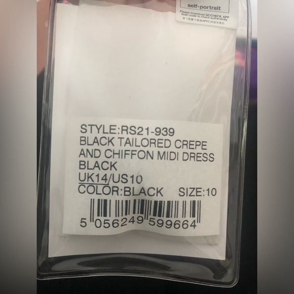 Self-Portrait Tailored Crepe and Chiffon Midi Dress in Black - Picture 15 of 16